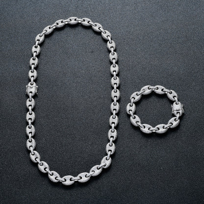 Men's Pig Nose Chain, Button Necklace, Hip Hop Necklace