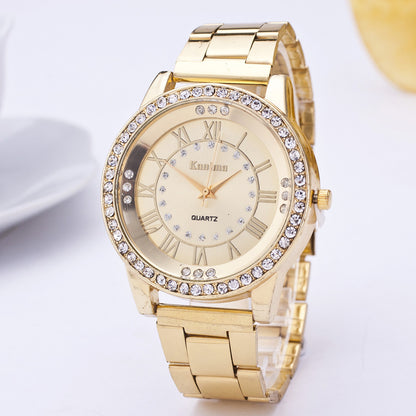 Diamond-Studded Mesh Women's Steel Casual Watch