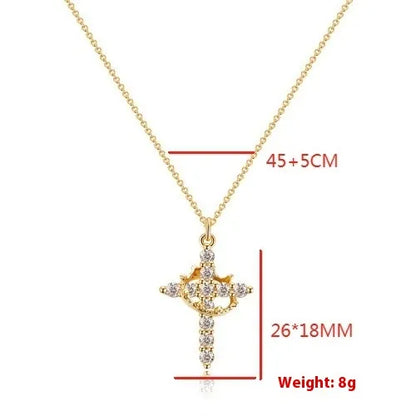 Rotatable Cross Crown Diamond Necklace
