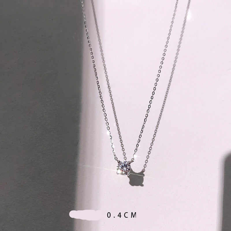Minimalist 925 Silver Diamond Necklace for Women