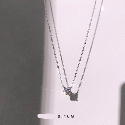 Minimalist 925 Silver Diamond Necklace for Women
