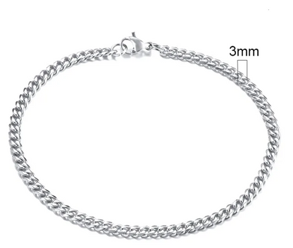 Stainless Steel Gold Plated Cuban Chain Bracelet for Men, Six-Sided 3-11mm