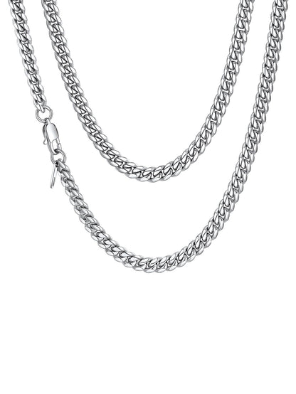 FaithHeart Stainless Steel Miami Cuban Link Chain for Men - 6/10/14mm Black/Gold Plated Chunky Hip Hop Cuban Chain Mens Solid Thick Curb Chain Necklace 14"-30" Length with Gift Box