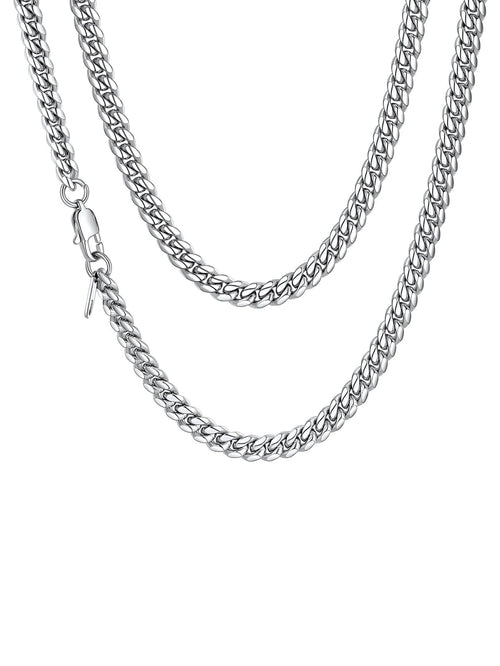 FaithHeart Stainless Steel Miami Cuban Link Chain for Men - 6/10/14mm Black/Gold Plated Chunky Hip Hop Cuban Chain Mens Solid Thick Curb Chain Necklace 14"-30" Length with Gift Box
