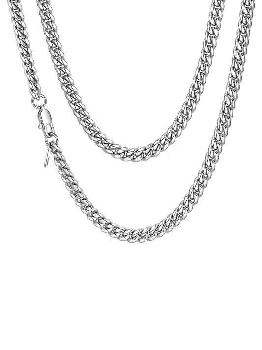 FaithHeart Stainless Steel Miami Cuban Link Chain for Men - 6/10/14mm Black/Gold Plated Chunky Hip Hop Cuban Chain Mens Solid Thick Curb Chain Necklace 14"-30" Length with Gift Box