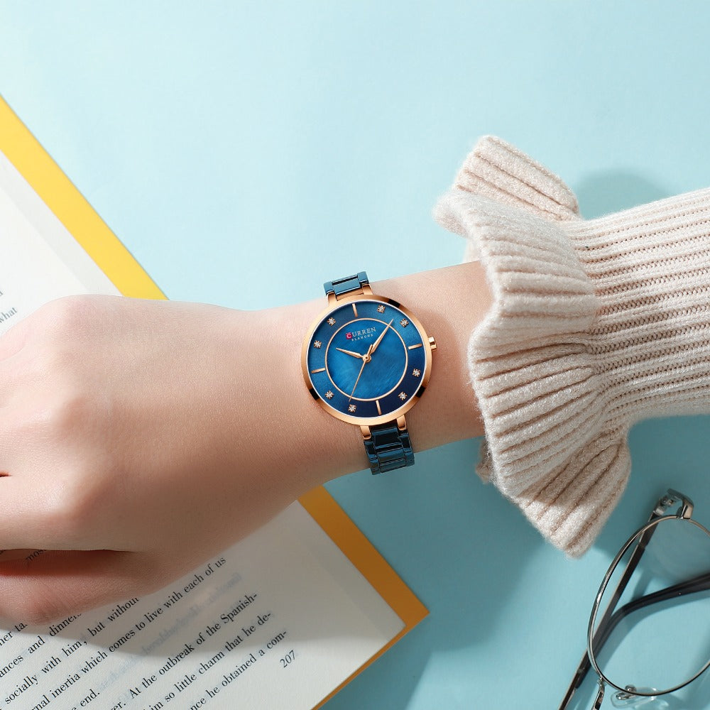 Curren Women's Waterproof Quartz Watch with Steel Band