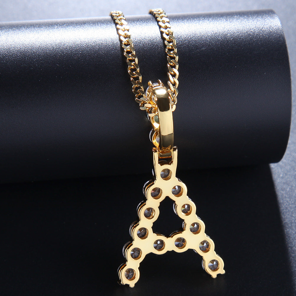 Bling Bling Letter Pendant Necklace with Zirconium (26)