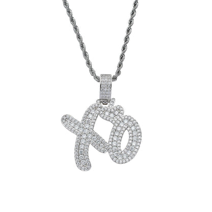 Hip Hop Jewelry Copper XO Pendant with Zircon Necklace
