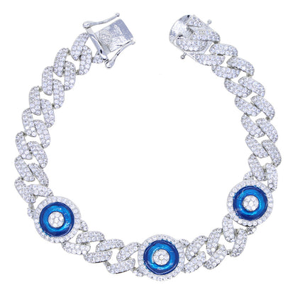 Blue Eyes Zircon Cuban Bracelet with Inlaid Zircon