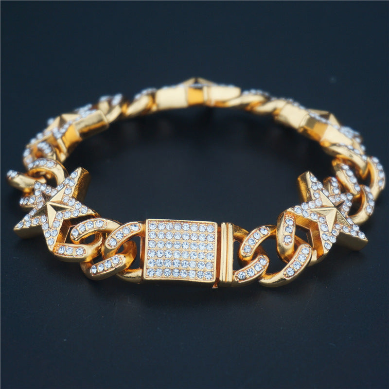 Hipster Five-Pointed Star Cuban Link Bracelet
