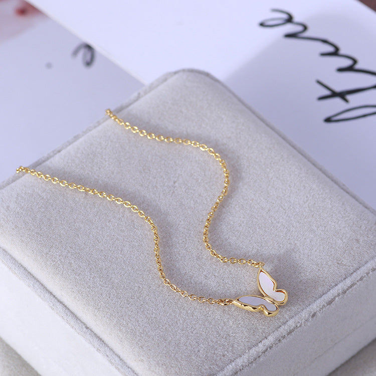 Stylish Butterfly Design Natural Mother-of-Pearl Necklace