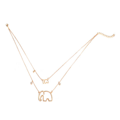 Vintage Gold Layered Elephant Necklace for Women