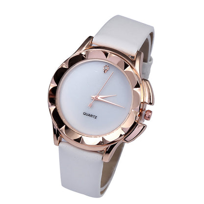 Starry Sky Quartz Watch with Diamond Accents and Leather Band