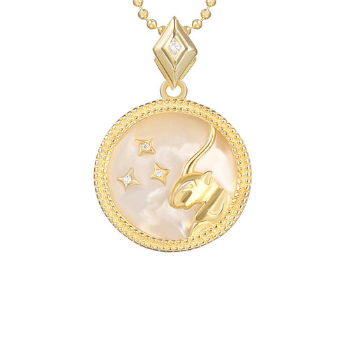 925 Silver Zodiac Necklace with Mother of Pearl Pendant