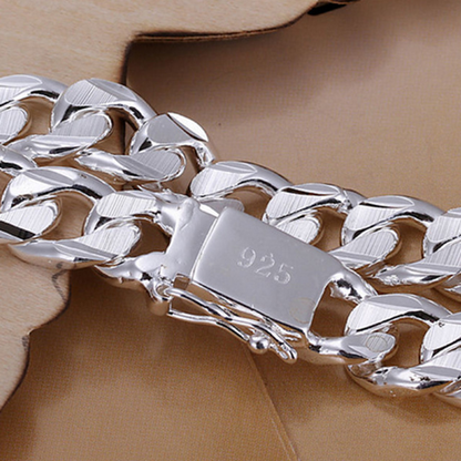 Stylish Silver-Plated Men's Side Buckle Bracelet