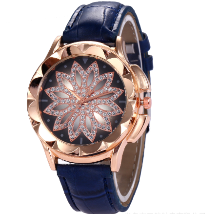 Fashionable Quartz Watch with Creative Design and Rhinestones