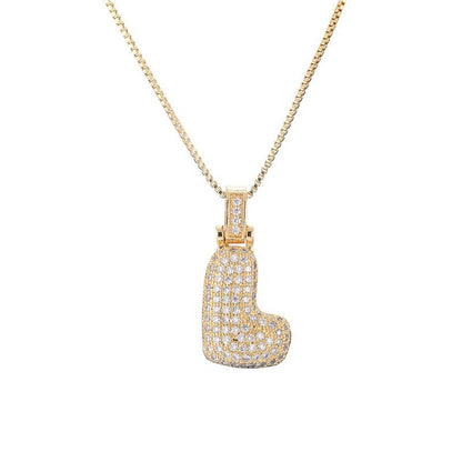 Hip Hop Letter Pendant Necklace with Zircon for Women