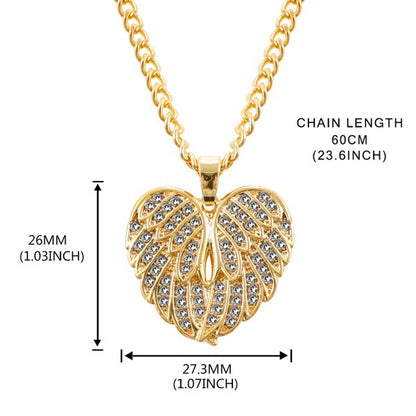 Angel Wing Pendant Necklace with Heart Shaped Design