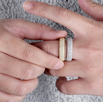 925 Silver Zircon Ring for Men's Hip Hop Style