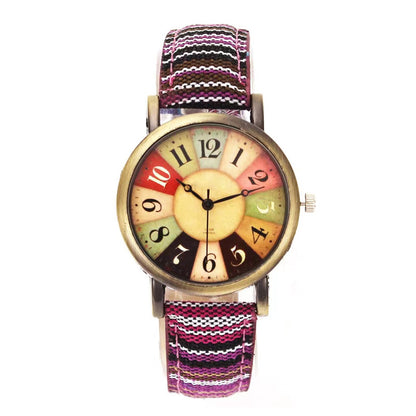Fashionable Women's Quartz Watch with Denim Strap