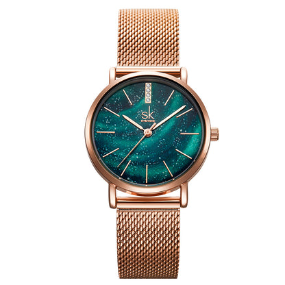Women's Starry Sky Watch with Mesh Band