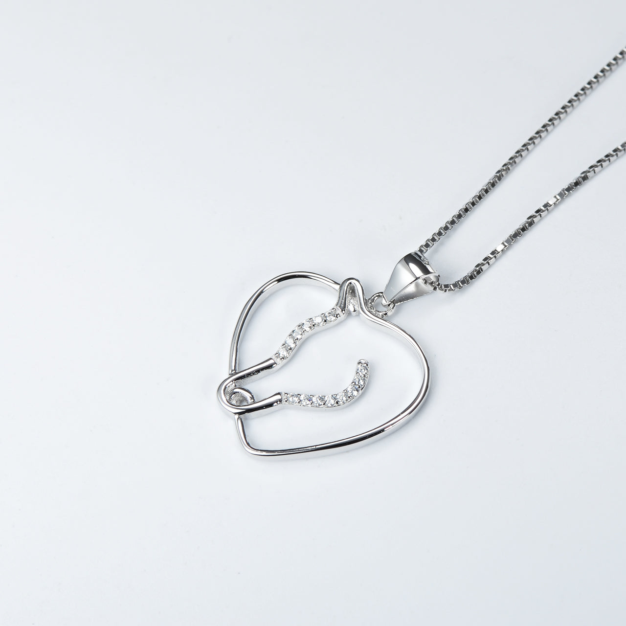 Heart-Shaped Pendant Necklace with Diamonds for Women