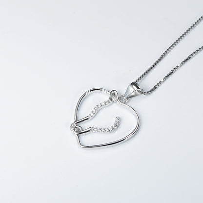 Heart-Shaped Pendant Necklace with Diamonds for Women