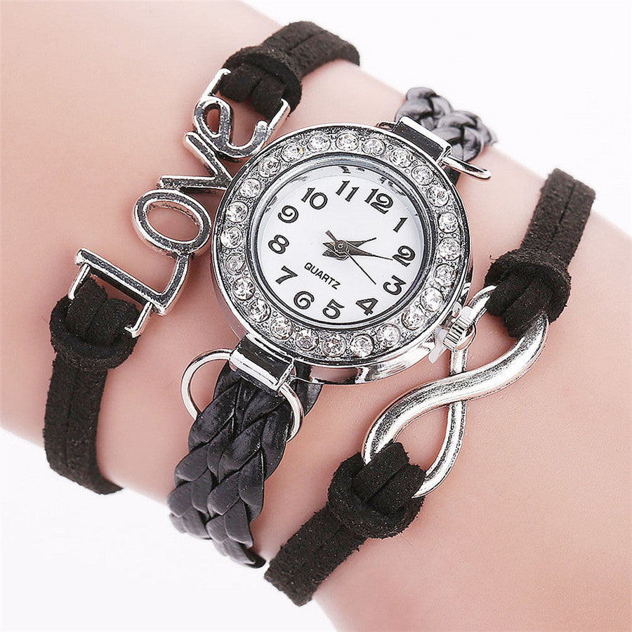Women's Diamond-Studded Circle Bracelet Watch