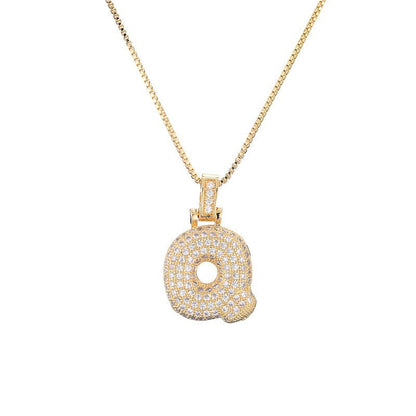 Hip Hop Letter Pendant Necklace with Zircon for Women