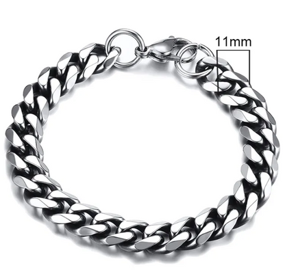 Stainless Steel Gold Plated Cuban Chain Bracelet for Men, Six-Sided 3-11mm