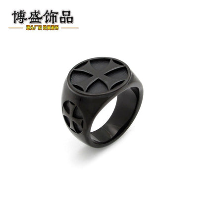 Retro Titanium Steel Cross Ring for Men's Punk Fashion