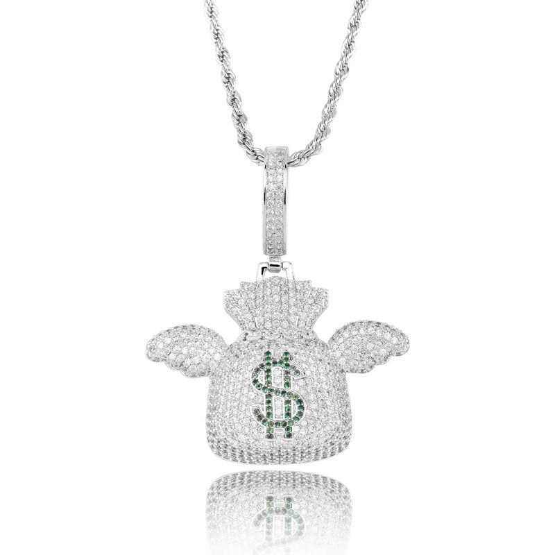 Trendy Hip-Hop Pendant Necklace with Zirconia Stones