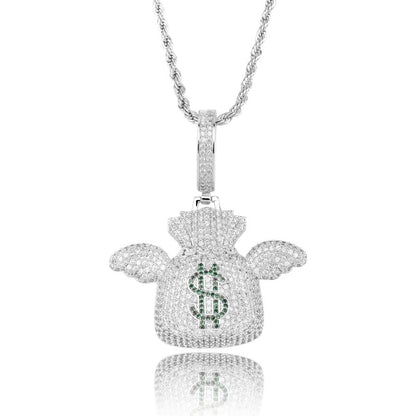 Trendy Hip-Hop Pendant Necklace with Zirconia Stones