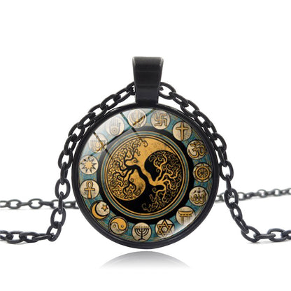 Tree of Life Pendant Necklace with Bagua Design