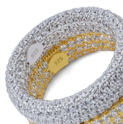 925 Silver Zircon Ring for Men's Hip Hop Style