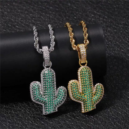 Cactus Pendant Necklace for Couples and Hip-Hop Style