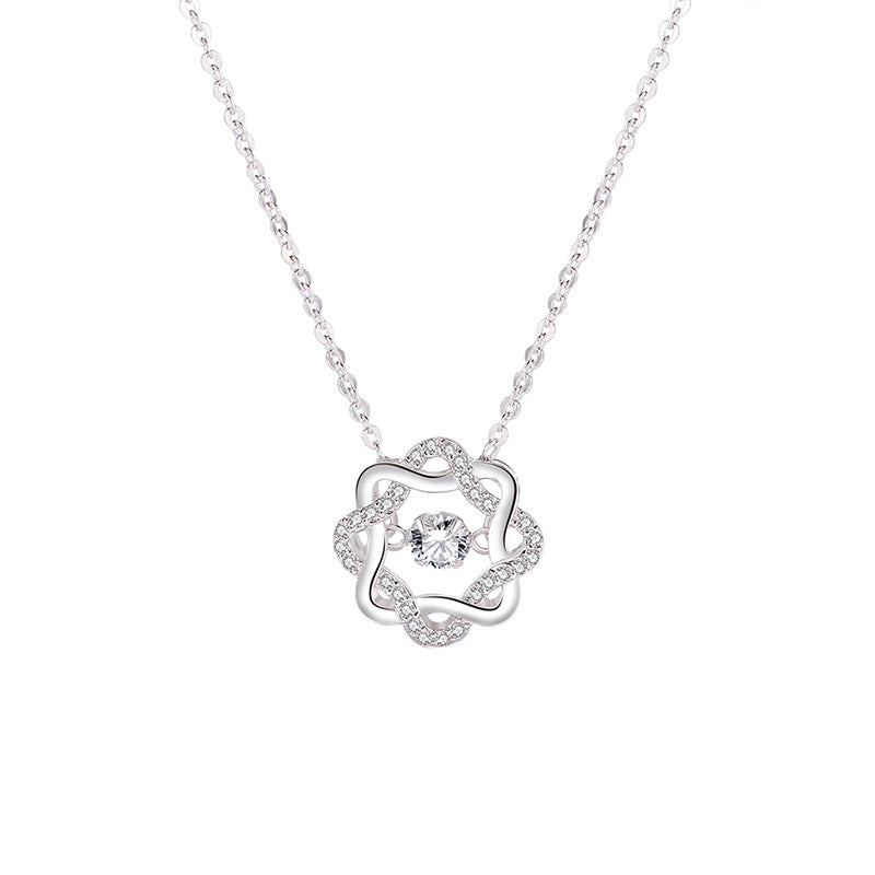 S925 Silver Necklace with Sparkling Heart Pendant