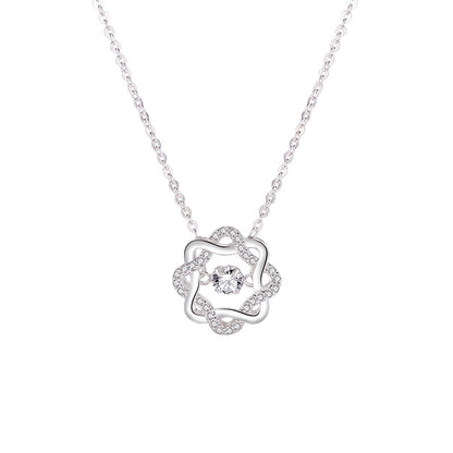 S925 Silver Necklace with Sparkling Heart Pendant