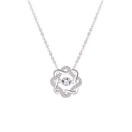 S925 Silver Necklace with Sparkling Heart Pendant