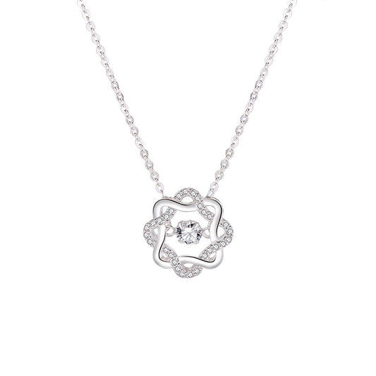 S925 Silver Necklace with Sparkling Heart Pendant