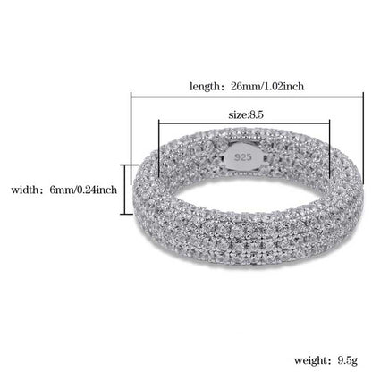 925 Silver Hip-Hop Style Zircon Ring for Men