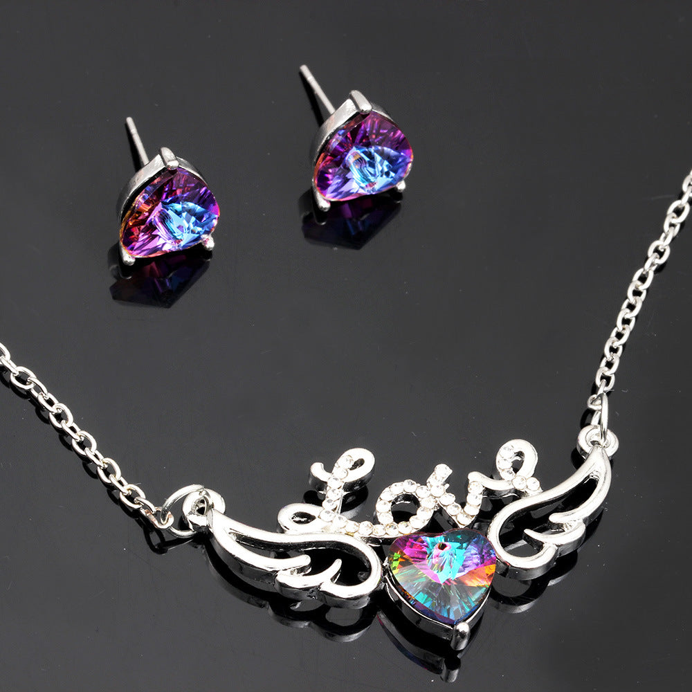Swarovski Heart Pendant Earring and Necklace Set