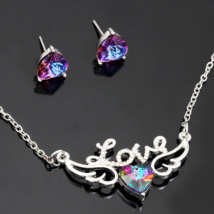 Swarovski Heart Pendant Earring and Necklace Set