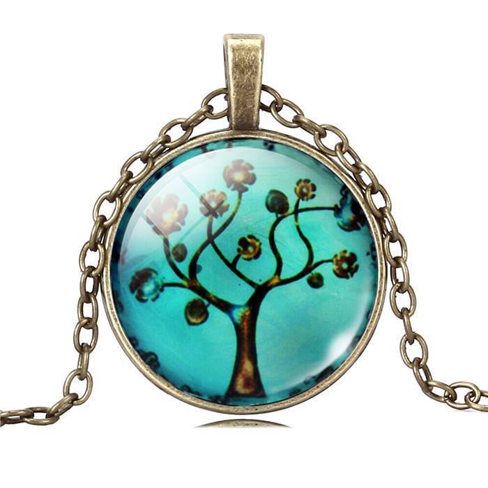 Tree of Life Necklace with Glass Art Pendant