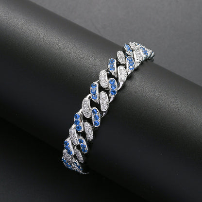 Hip Hop Bracelet with 12mm Aqua White Zirconia