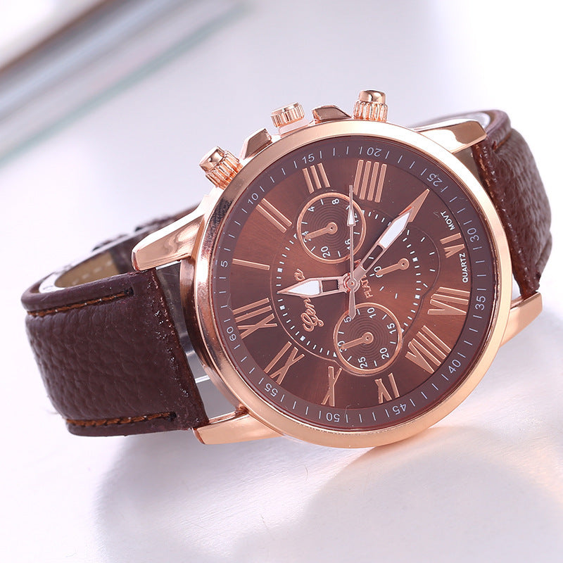 Women's Leather Strap Roman Numeral Watch for All