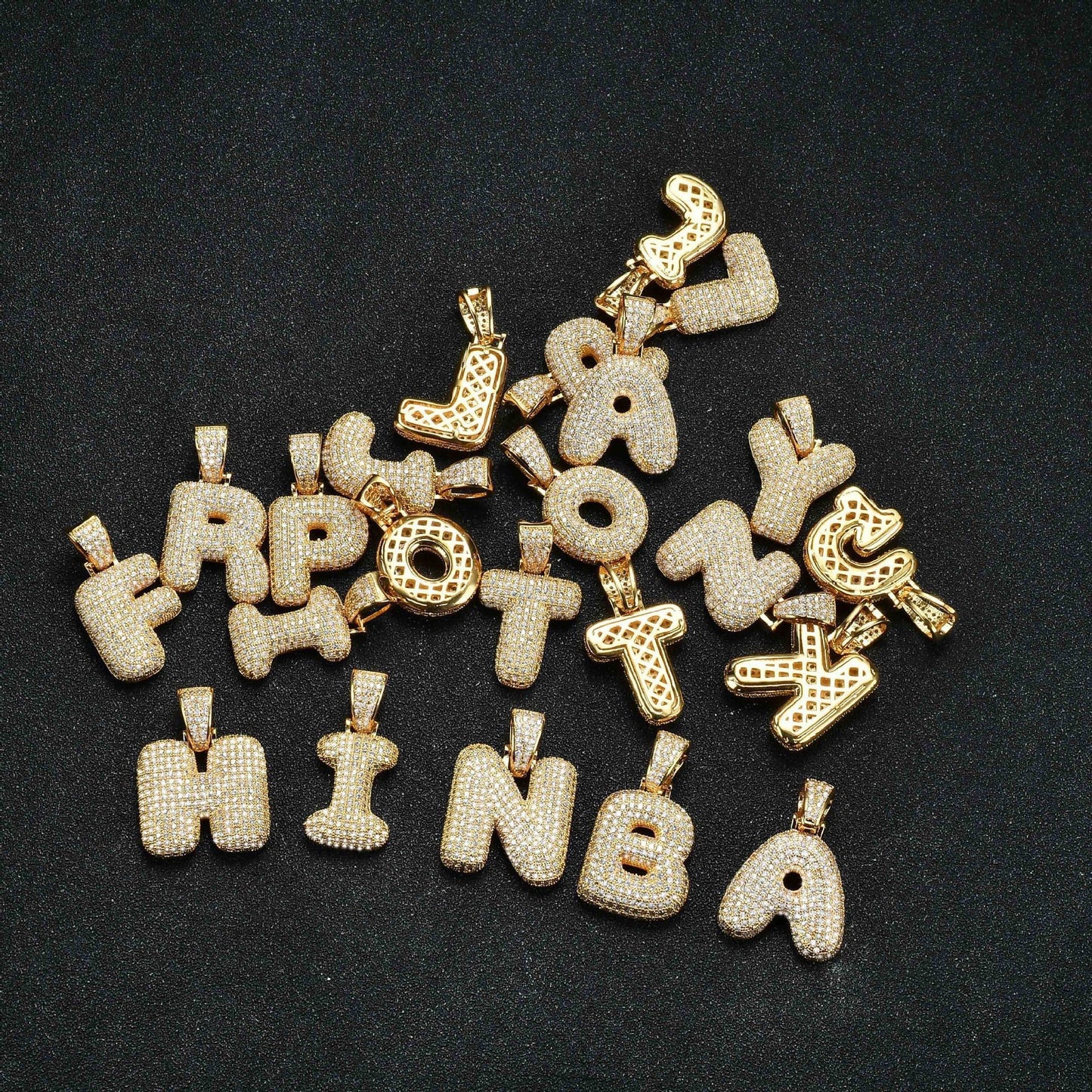 Hip Hop Letter Pendant Necklace with Zircon for Women