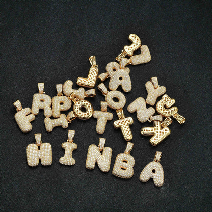 Hip Hop Letter Pendant Necklace with Zircon for Women