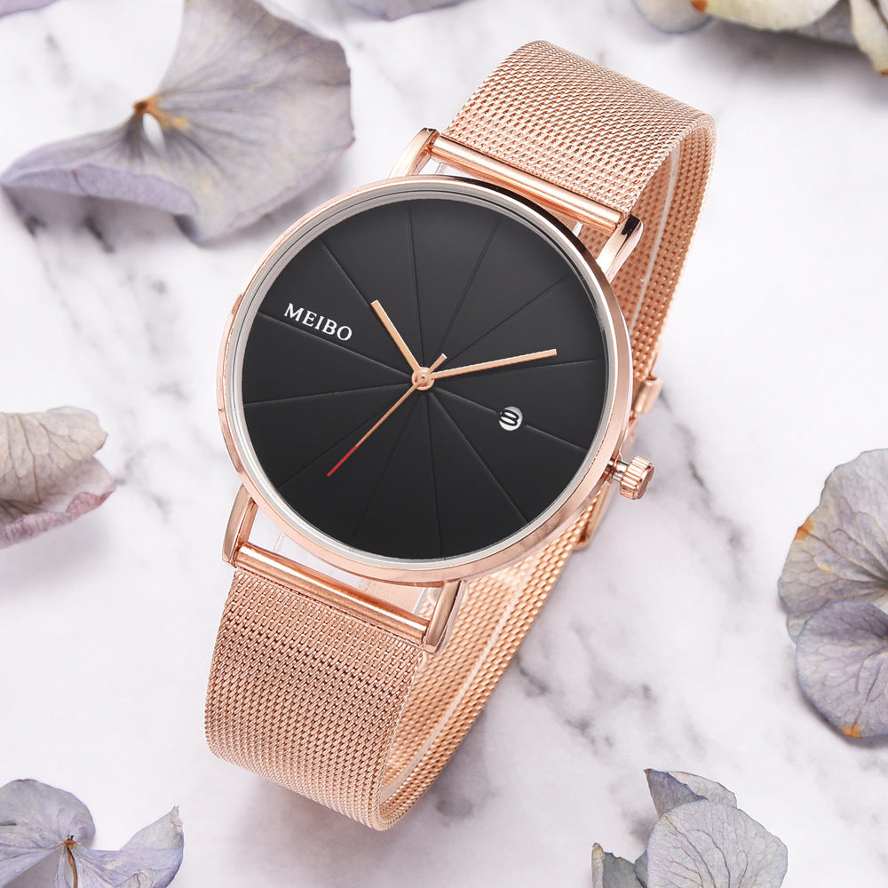 Minimalist Sporty Quartz Watch with Mesh Band