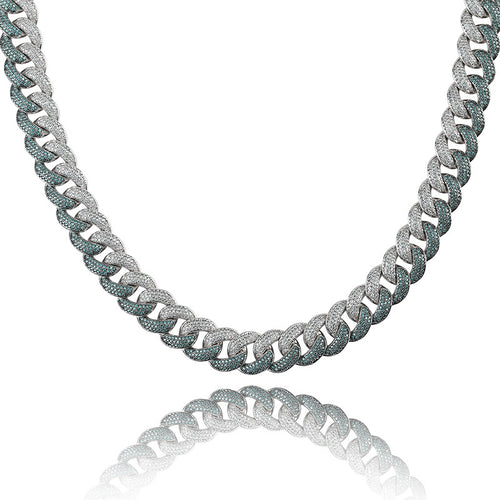 Emerald 18mm Men's Cuban Link Necklace with Zirconia